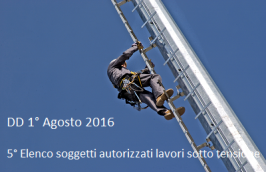 5° Elenco soggetti autorizzati per lavori sotto tensione 5° Elenco soggetti autorizzati per lavori sotto tensione