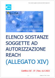 Elenco sostanze soggette ad autorizzazione REACH (Allegato XIV)
