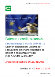 DL n. 19/2024: articoli modificati del D.Lgs. 81/2008