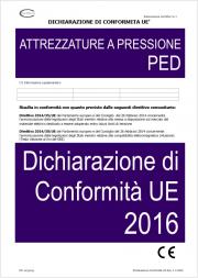 Dichiarazione di Conformita' UE Attrezzature a pressione PED 2016 Dichiarazione di Conformita' UE Attrezzature a pressione PED 2016