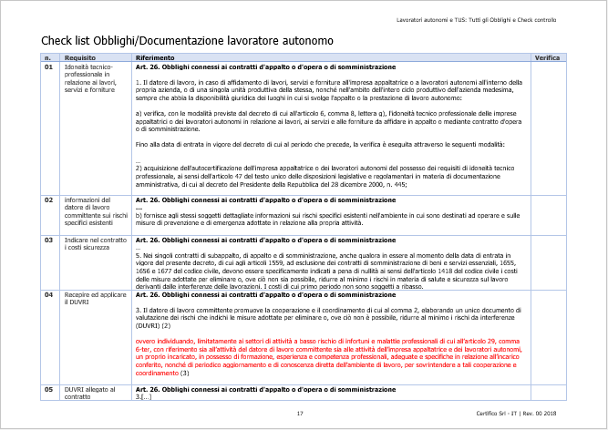 Lavoratori autonomi TUS 00