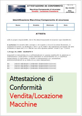 Attestazione D Lgs  17 2010 Vendita Locazione Macchine