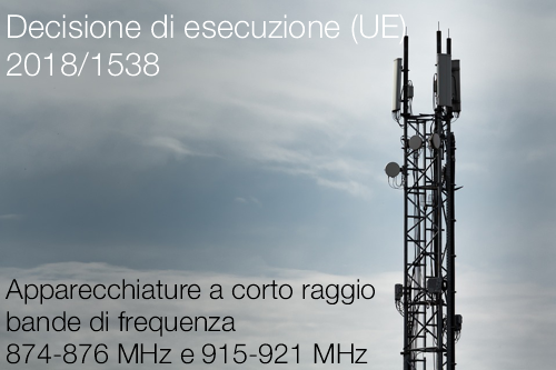 apparecchiature a corto raggio nelle bande di frequenza 874 876 MHz e 915 921 MHz