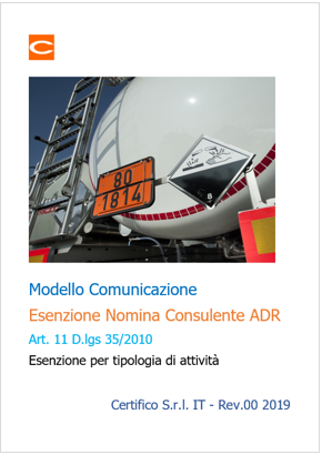 Modello comunicazione esenzione consulente ADR