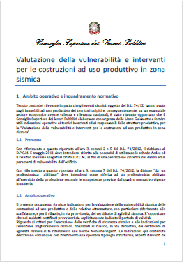 Valutazione vulnerabilit  costruzioni uso produttivo in zona sismica