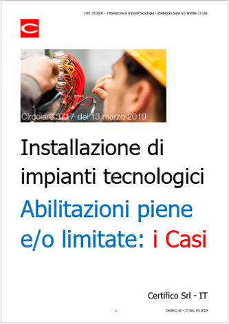 Installazione impianti tecnologici   Abilitazioni piene o limitate