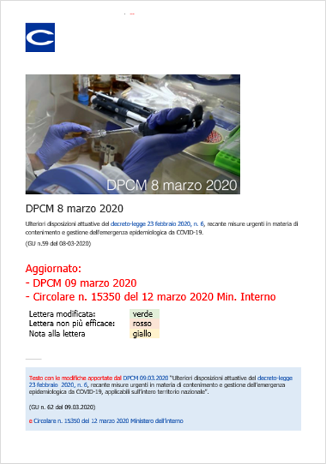 Circolare DPCM 8 marzo 2020