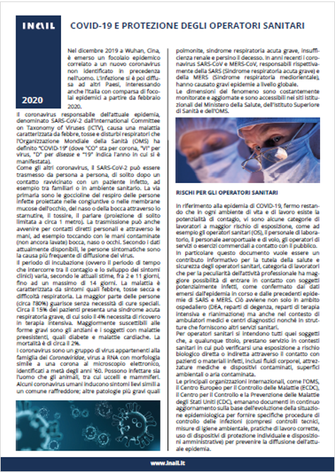 Fact sheet COVID 19 Protezione operatori sanitari