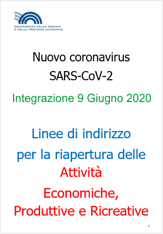 Linee Guida delle attivit  produttive 09 giugno 2020