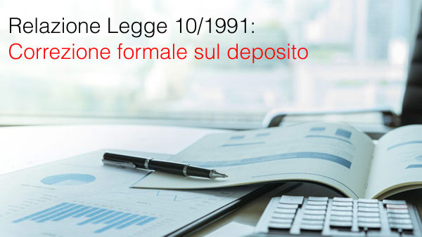 Relazione Legge 10 1991 correzione formale sul deposito