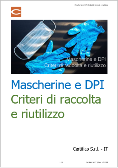 Mascherine e DPI   Criteri di raccolta e riutilizzo