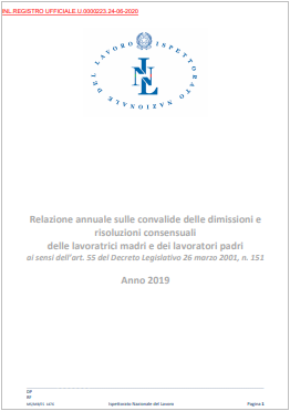 Relazione annuale dimissioni e risoluzioni concensuali lavoratrici madri