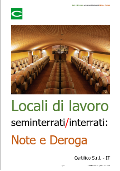 Locali di lavoro seminterrati o interrati   Note e Deroga