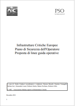 Proposta Linee guida Piano Sicurezza Operatore  PSO  Infrastrutture critiche 2011