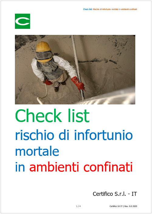 Check list rischio infortunio ambienti confinati