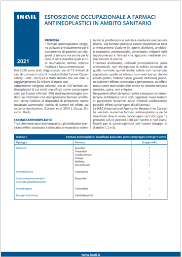 Esposizione occupazionale a farmaci antineoplastici in ambito sanitario