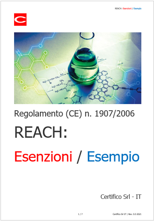 REACH Esenzioni   Esempio