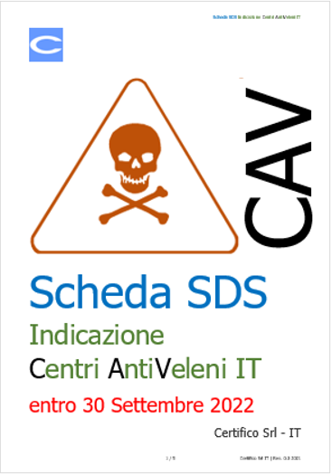 Scheda SDS Indicazione Centri AntiVeleni IT