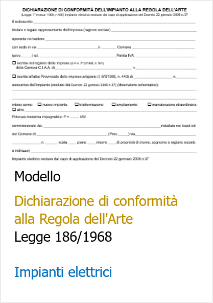 Dichiarazione di conformita  alla Regola dell Arte   Modello