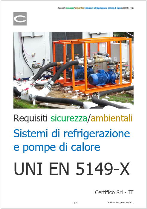 Requisti di sicurezza ambientali sistemi di refrigerazione e pompe di calore   norme serie ISO 5149 X