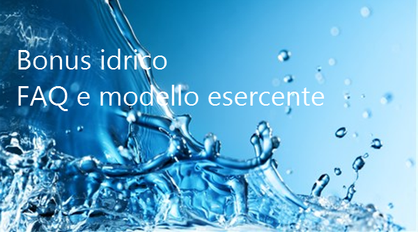 Bonus idrico   FAQ e modello esercente