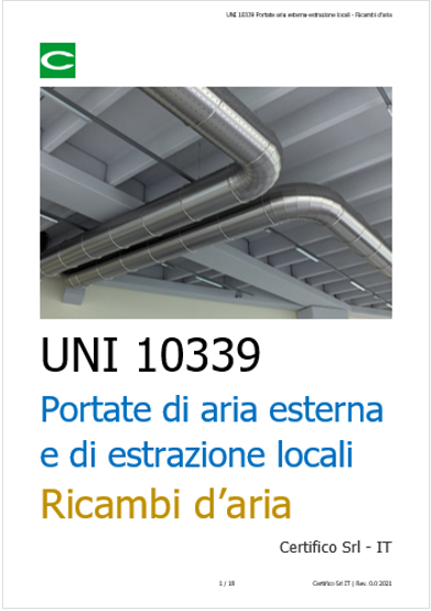 UNI 10339 Portate aria esterna estrazione locali   Ricambi d aria