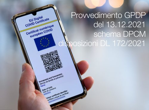 Provvedimento GPDP del 13 12 2021 su schema DPCM disposizioni DL 172 2021