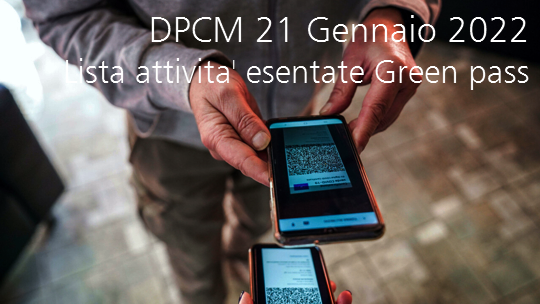 DPCM 21 Gennaio 2022 Lista attivit  esentate Green pass