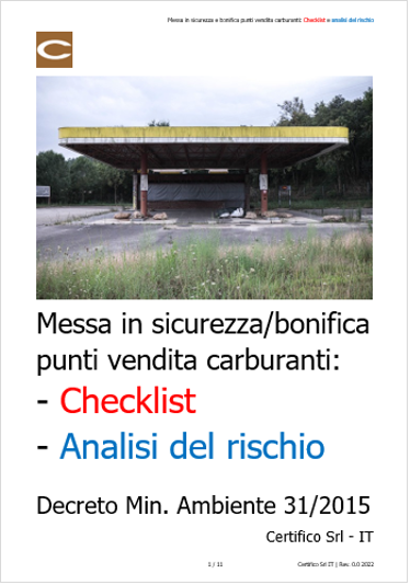 Messa in sicurezza e bonifica punti vendita carburanti   Checklist e analisi del rischio