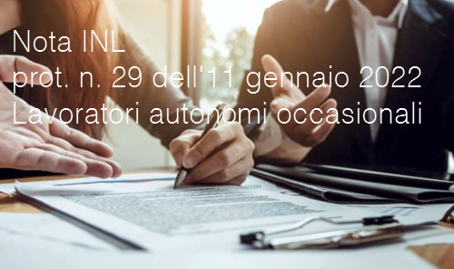 Nota INL prot  n  29 11 gennaio 2022    Lavoratori autonomi occasionali