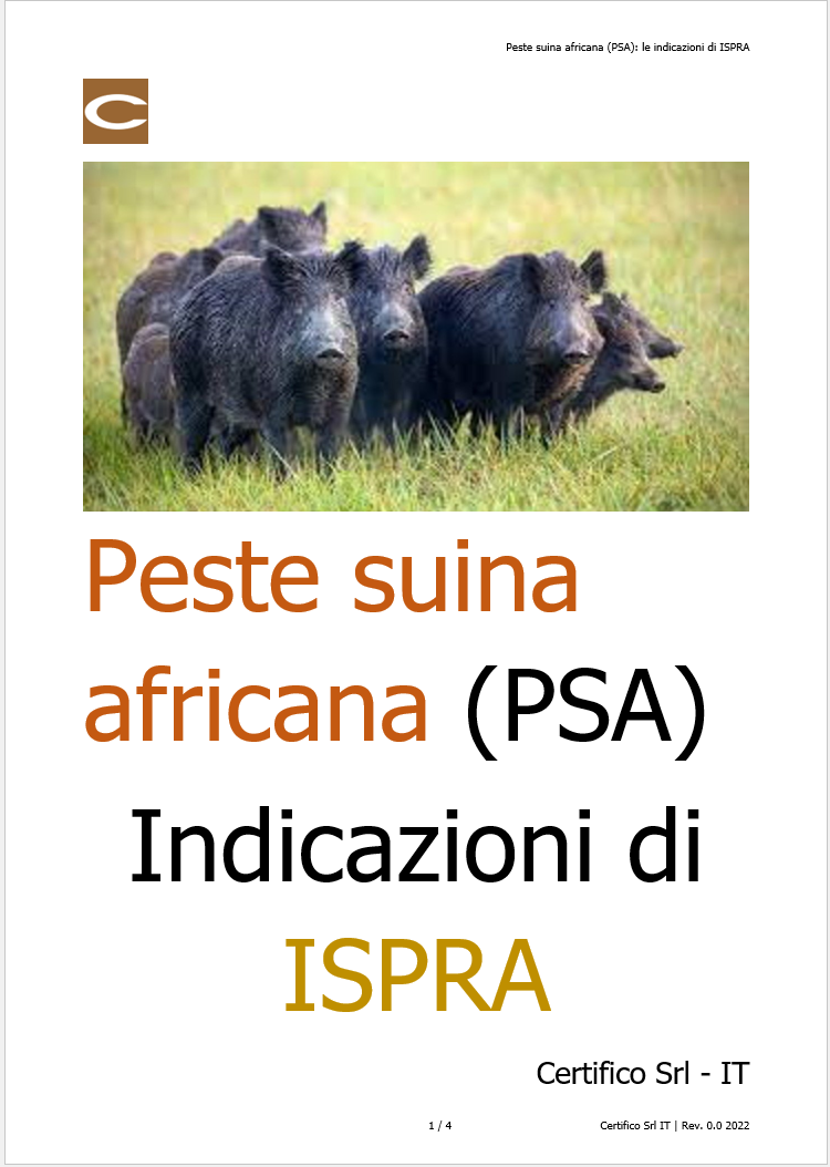 Peste suina africana Indicazioni ISPRA