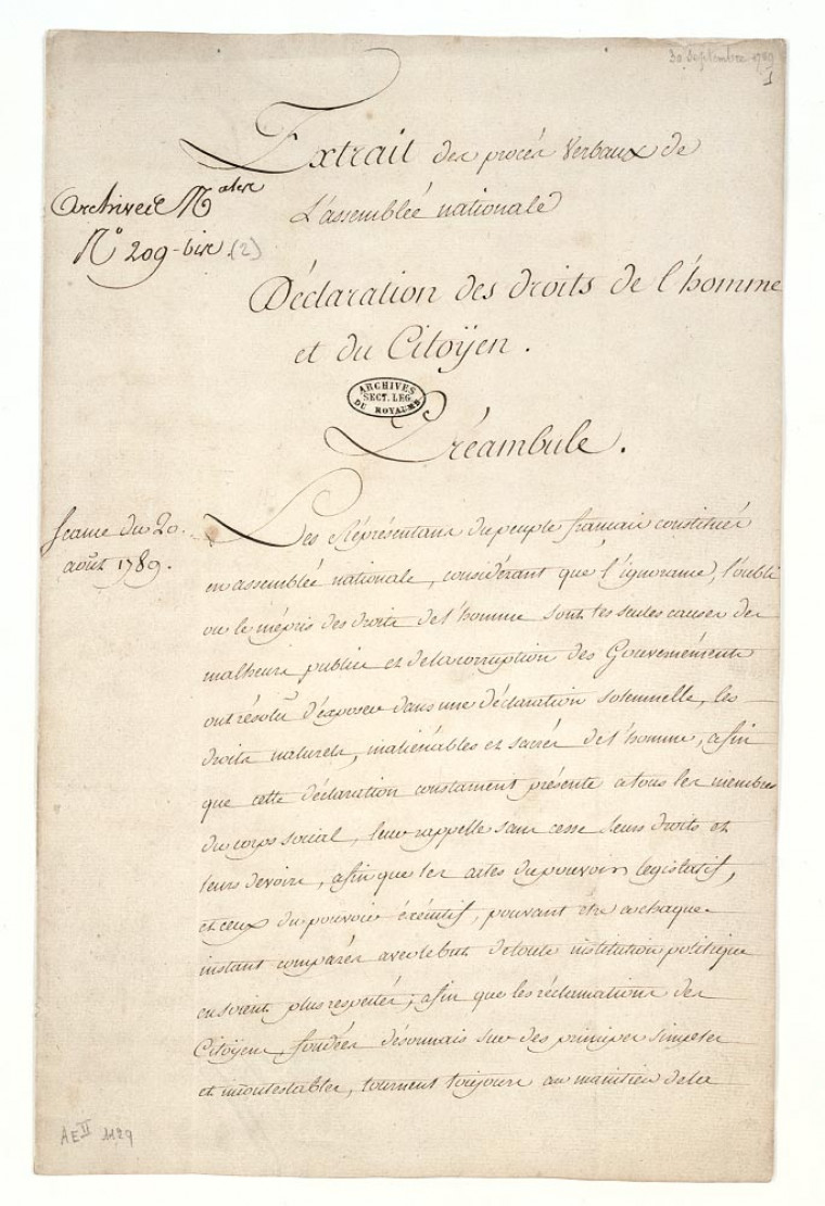 D claration des droits de l homme et du citoyen de 1789