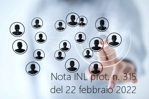 Nota INL prot  n  315 del 22 febbraio 2022