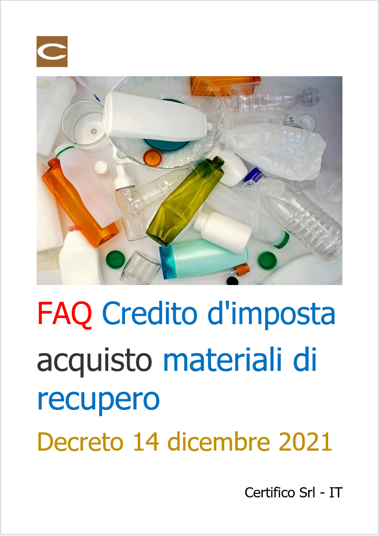 FAQ credito di imposta materiali di recupero