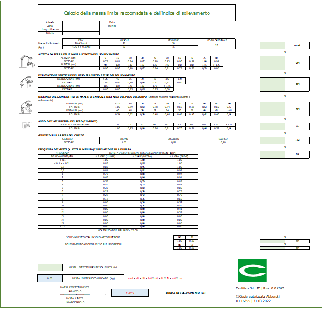 Allegato E Foglio di calcolo