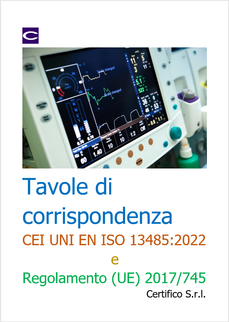 Cover Tavole di corrispondenza   CEI UNI EN ISO 13485 2022   Regolamento MD