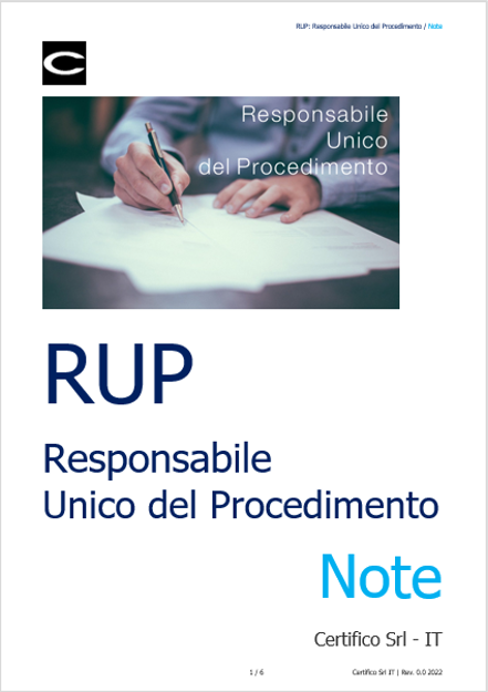 Responsabile Unico del Procedimento  RUP    Note