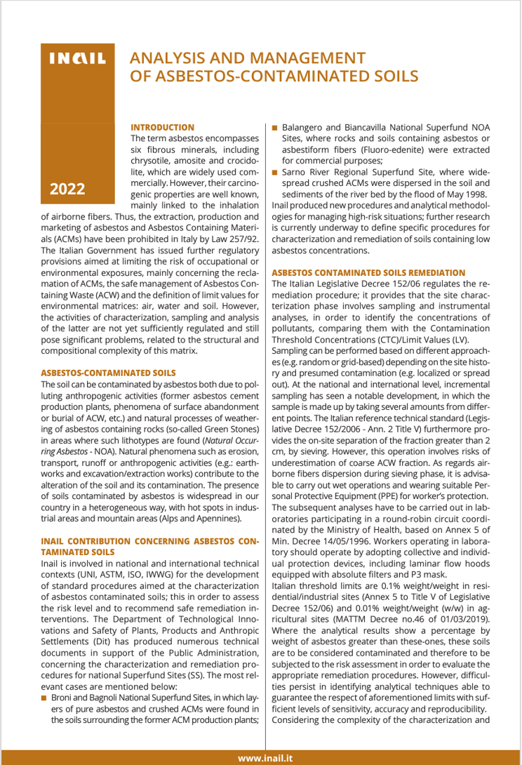 Analysis and management of asbestos contaminated soils