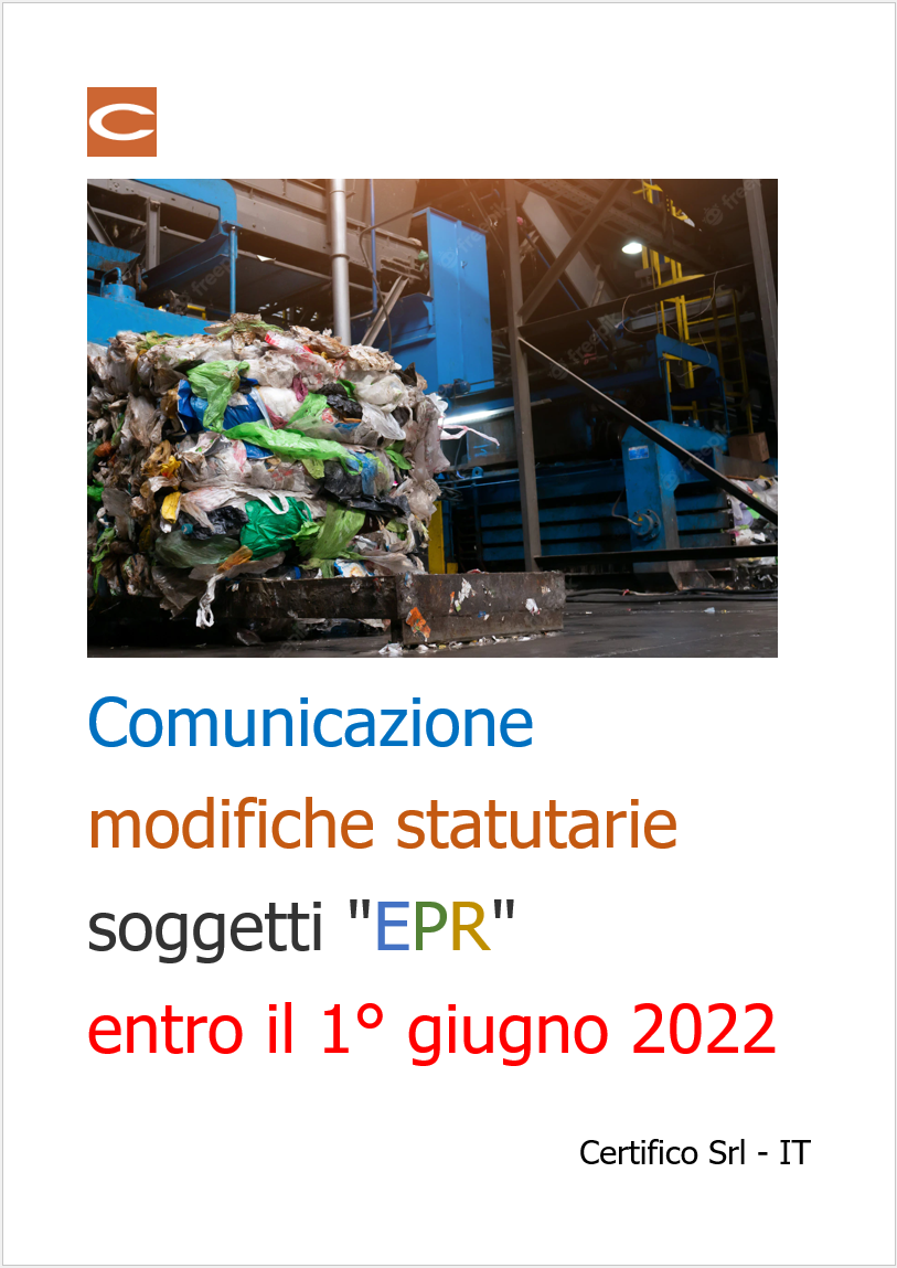 Comunicazione modifiche statutarie soggetti EPR entro il 1  giugno 2022