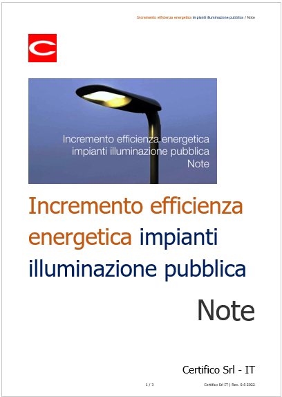 Incremento efficienza energetica impianti illuminazione pubblica   note