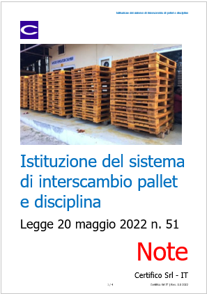 Istituzione del sistema di interscambio di pallet