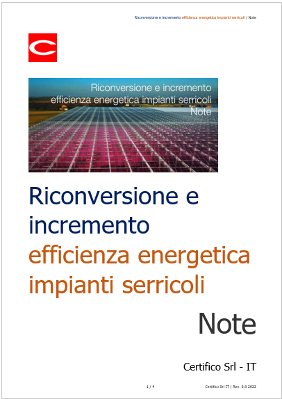 Riconversione e incremento efficienza energetica impianti serricoli   Note