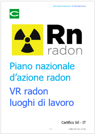 Piano nazionale d azione radon e VR radon luoghi lavoro