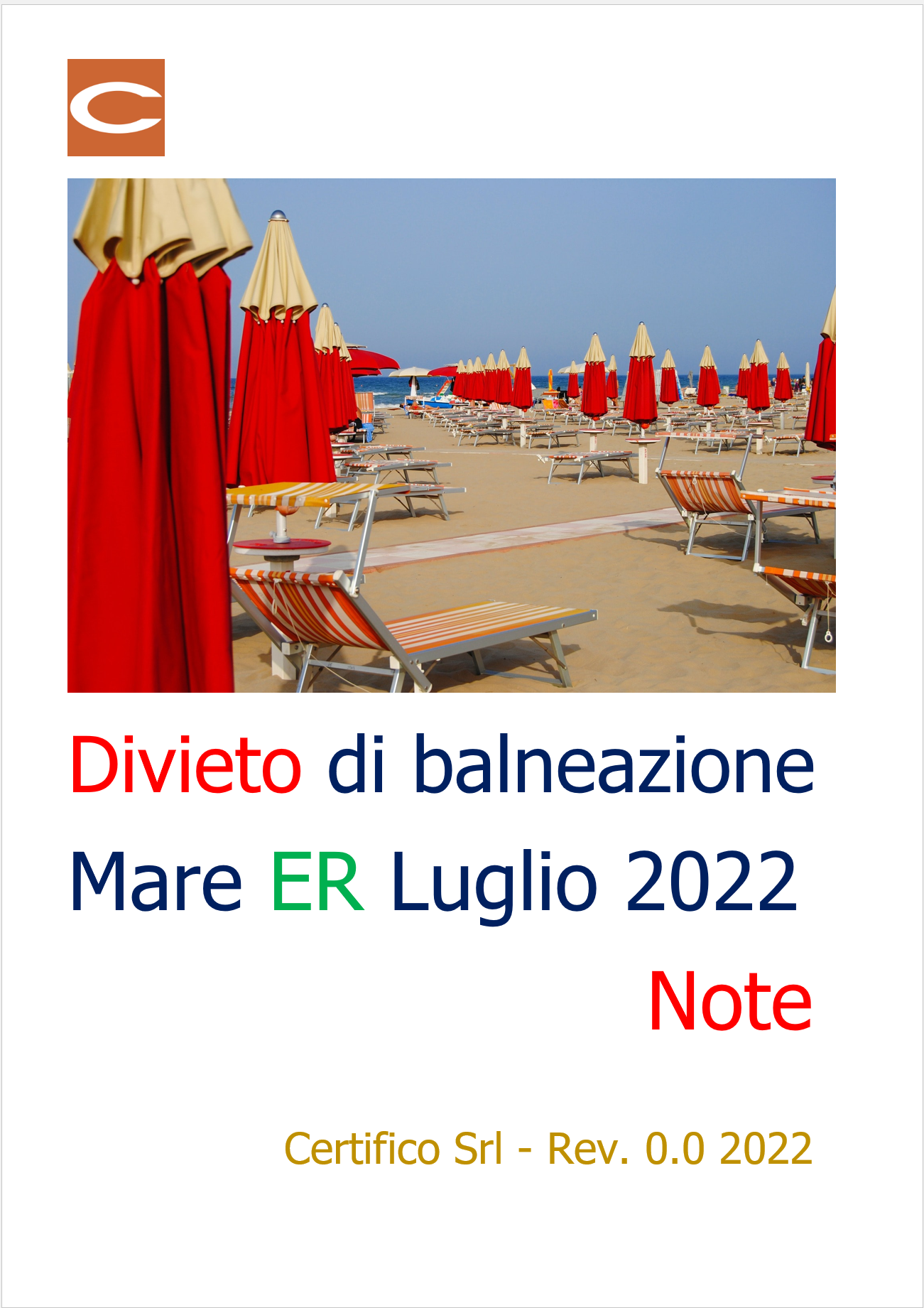 Divieto di balneazione mare ER 07 2022