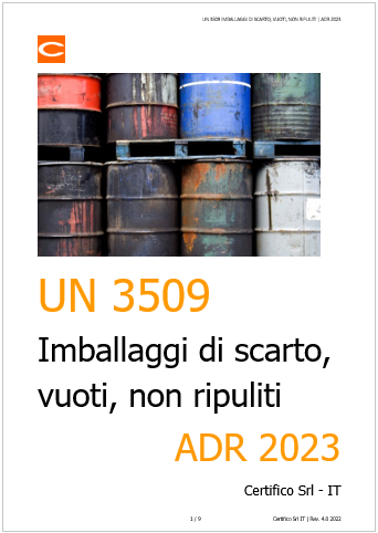 UN 3509 imballaggi scarto  vuoti  non ripuliti