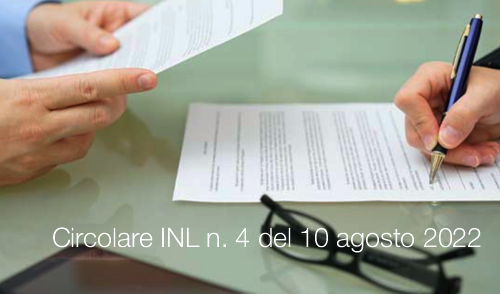 Circolare INL n  4 del 10 agosto 2022