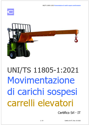 UNI TS 11805 1 2021 Movimentazione di carichi sospesi carrelli elevatori