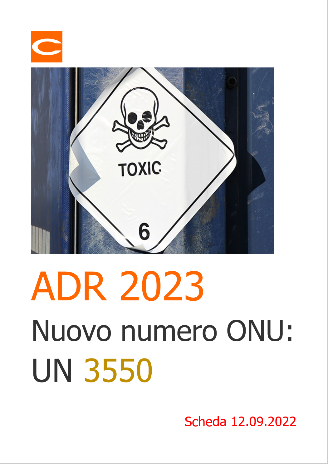 ADR 2023   Nuovo numero ONU 3550