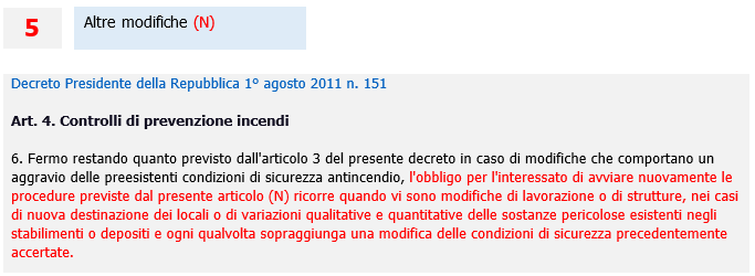 Altre modifiche Art  4 c 6 DPR 151 2011