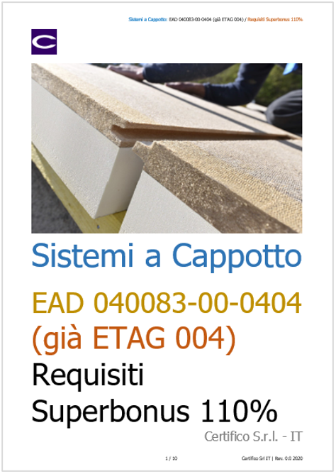 Sistemi a Cappotto EAD 040083 00 0404  gi  ETAG 004  e Requisti Superbonus 110